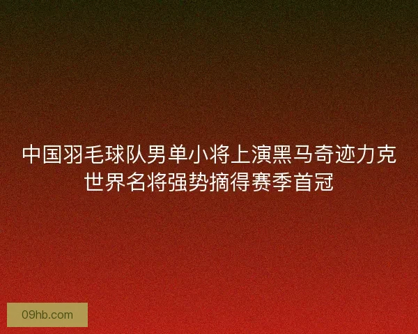 中国羽毛球队男单小将上演黑马奇迹力克世界名将强势摘得赛季首冠
